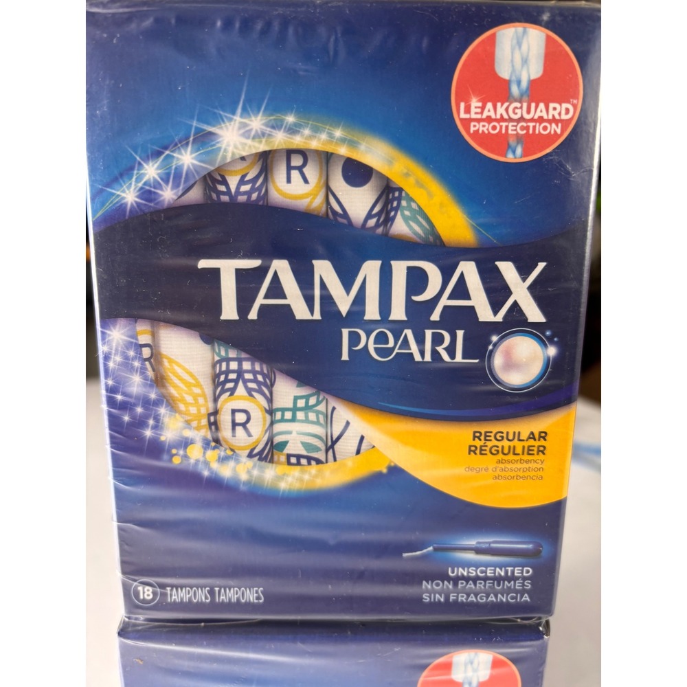Tampax Pearl Regular Absorbency Tampons Unscented 18 Count Pack of 6 Total 108